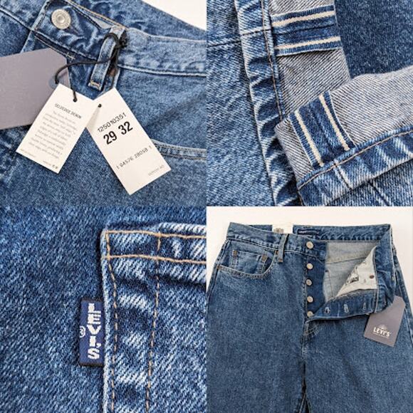 Levi's 501 Selvedge Big E High Rise Button Fly Straight Leg Jeans Size 29x32 NWT - Picture 14 of 14